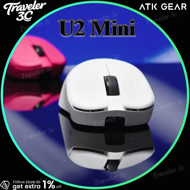 

NEW ATK Blazing Sky U2 Mini Three Mode Gaming Mouse Wireless Bluetooth 250mah Dual 8K Ergonomic Lightweight PAW3950Ultra Gift