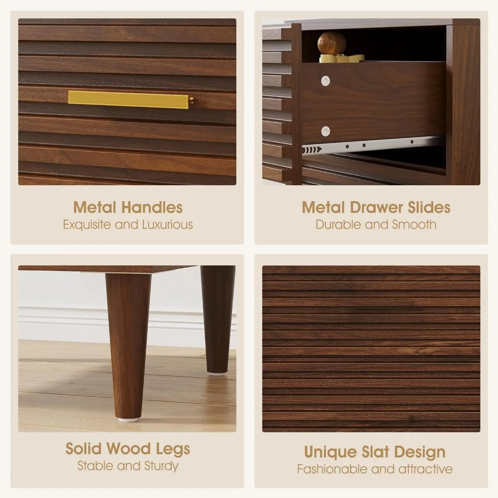 حوامل ليلية مع مجموعة محطة شحن مكونة من 2، طاولات ليلية حديثة لمنتصف القرن، طاولة بجانب السرير خشبية لغرفة النوم، طاولة نهائية مع مقاس S #6