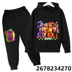 Boys Girls Clothes FANF Hoodie Set Kids 2pcs Spring Autumn Five Nights at Freddy Cartoon Hooded +pants Tracksuit Girls Clothing