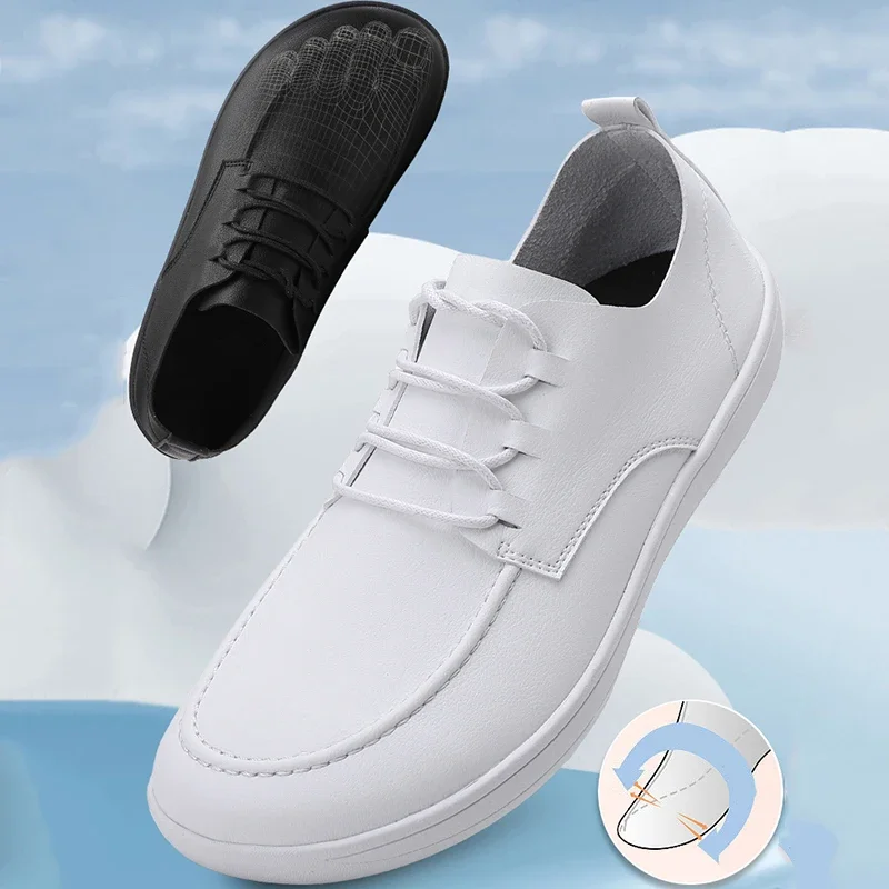 Fashion Men Wider Shoes Breathable Mesh Men Barefoot Wide-toed Shoes New Flats Soft Zero Drop Sole Wider Toe Sneakes Large Size