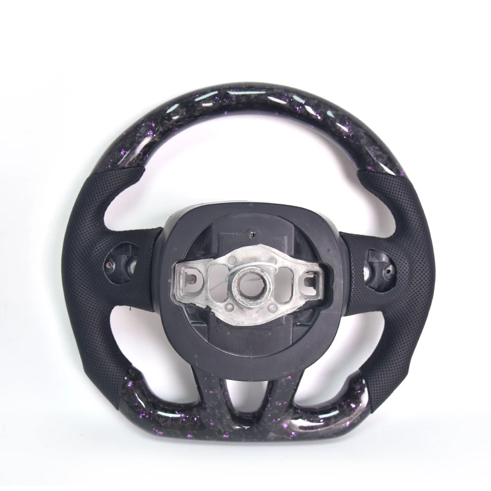 Suitable for Dodge Modified Forged Carbon Fiber Steering Wheel Assembly, Suede Perforated Leather Customized Upgrade