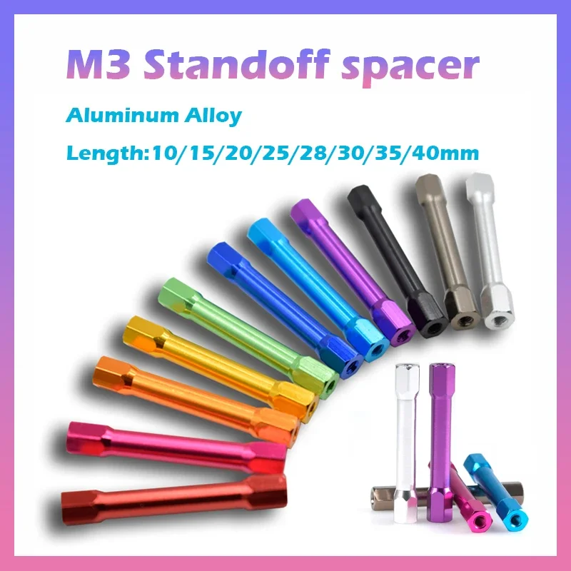 5Pcs M3 Colourful Hex Aluminum Standoff Spacer Column FPV Quadcopter Drone Fastener Length 10/15/20/25/28/30/35/40mm