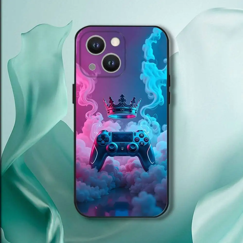 حافظة هاتف لوحدة التحكم في الألعاب لهواتف iPhone 16,15,14,13,12,11,Pro,XS,Max,XR,Plus,E,SE4,غطاء ناعم أسود صغير