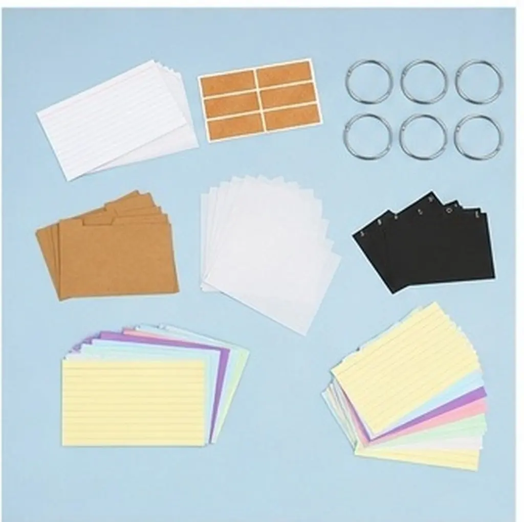 1Set Index Card Storage Box Black Card Holder with Divider Colorful Tab Index Cards Lined Paper for Home Office School Use