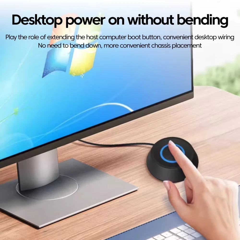 NNBILI Computer Desktop Switch 2M LED Lights PC Motherboard External Start Power On/Off Button Extension Cable For Home Office