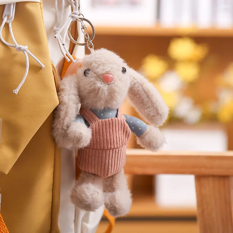 

new Creative cute plush Long eared rabbit Strap pants keychain lifelike delicate Pendant soft funny decorate birthday gift