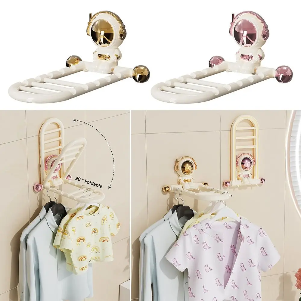 

New Suction Cup Astronaut Travel Clothes Hanger Foldable Punch-free Home Balcony Clothes Rack Wall-mounted Clothes Drying Racks