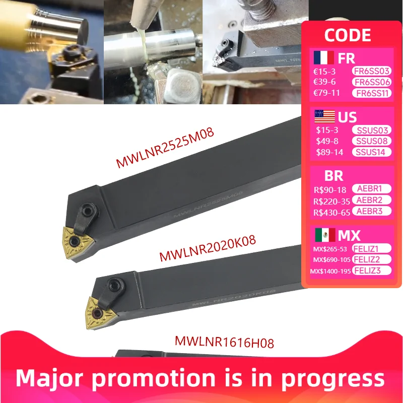 

MWLNR1616 MWLNR2020 MWLNR2525 MWLNR3232 MWLNR/L External Turning Tool Holder Lathe Bar CNCCutting Tool