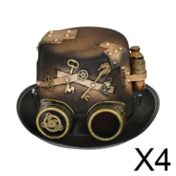 

Steampunk Gear Punk Top Hat Metal Felt Fedora Halloween Costume Hat for Gothic Ringmaster Cosplay Party
