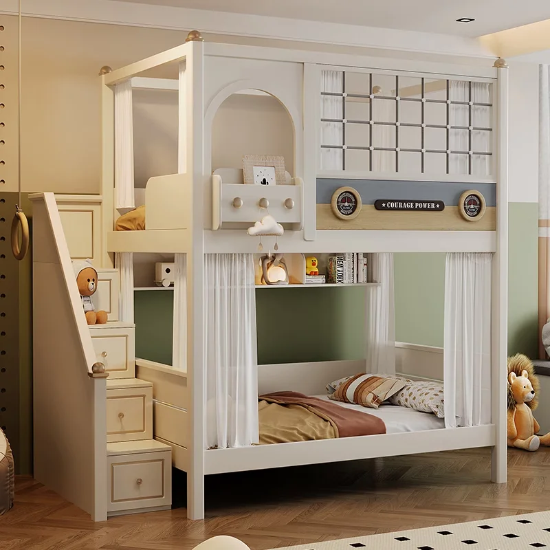 Full height guardrail children's  boys up and down bunk  two  princess castle  two  high and low