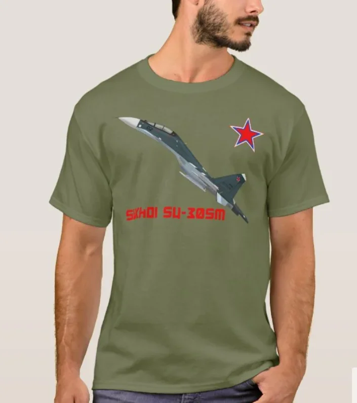 Russian Air Force Sukhoi Su-30SM Flanker-C Fighter T-Shirt 100% Cotton O-neck Summer Short Sleeve Casual Mens T-shirt Size S-3xl