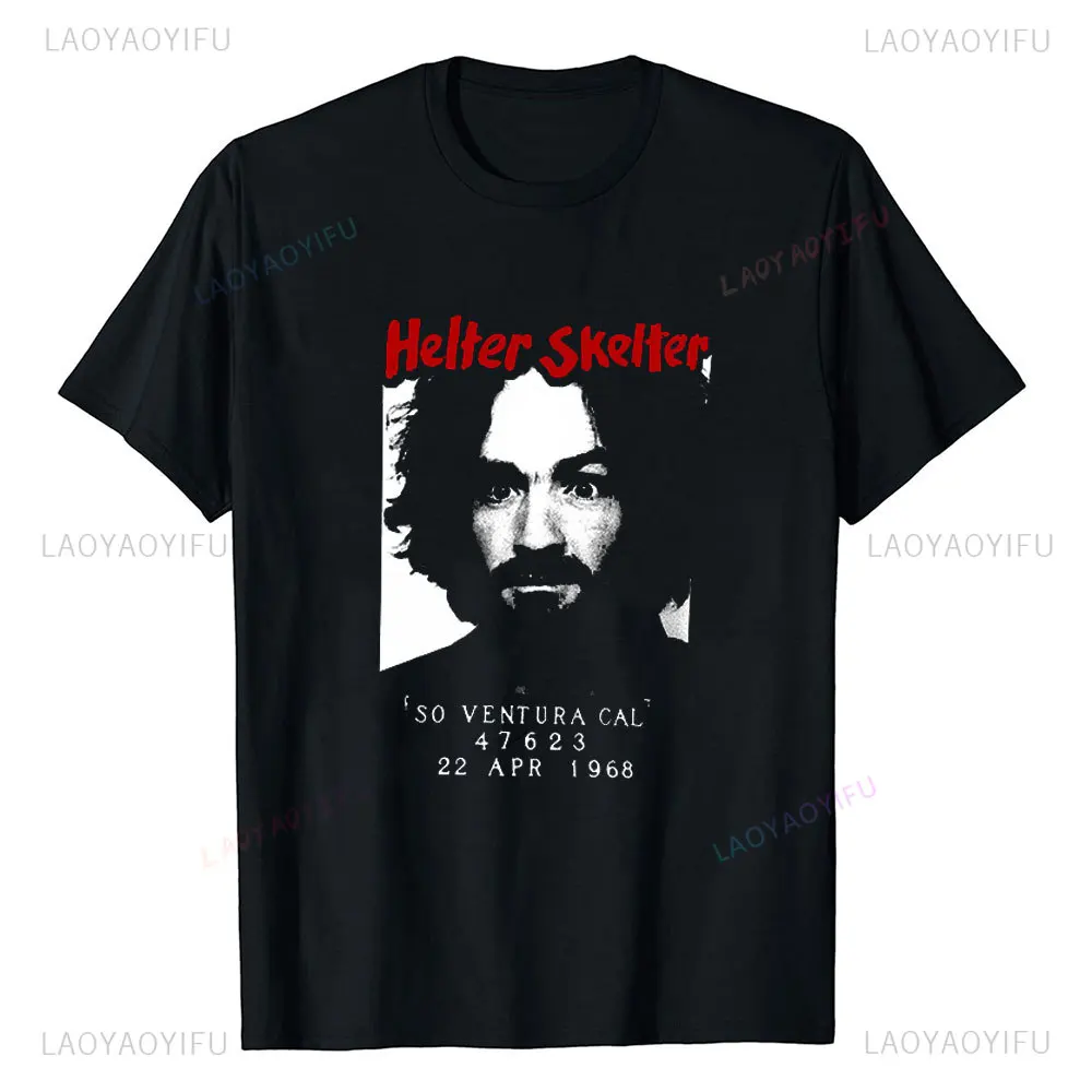 New Charles Manson Short-sleev Aesthetic Harajuku Streetwear Casual Unique Fashion Ventilate Mens Summer Printed T-Shirt Tops