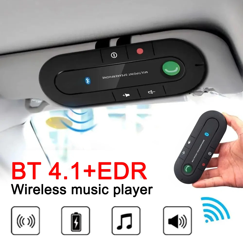 

NEW Car Bluetooth-compatible Kit 4.1 Sun Visor Speaker Wireless Handsfree MP3 Music Player USB Power Audio Receiver