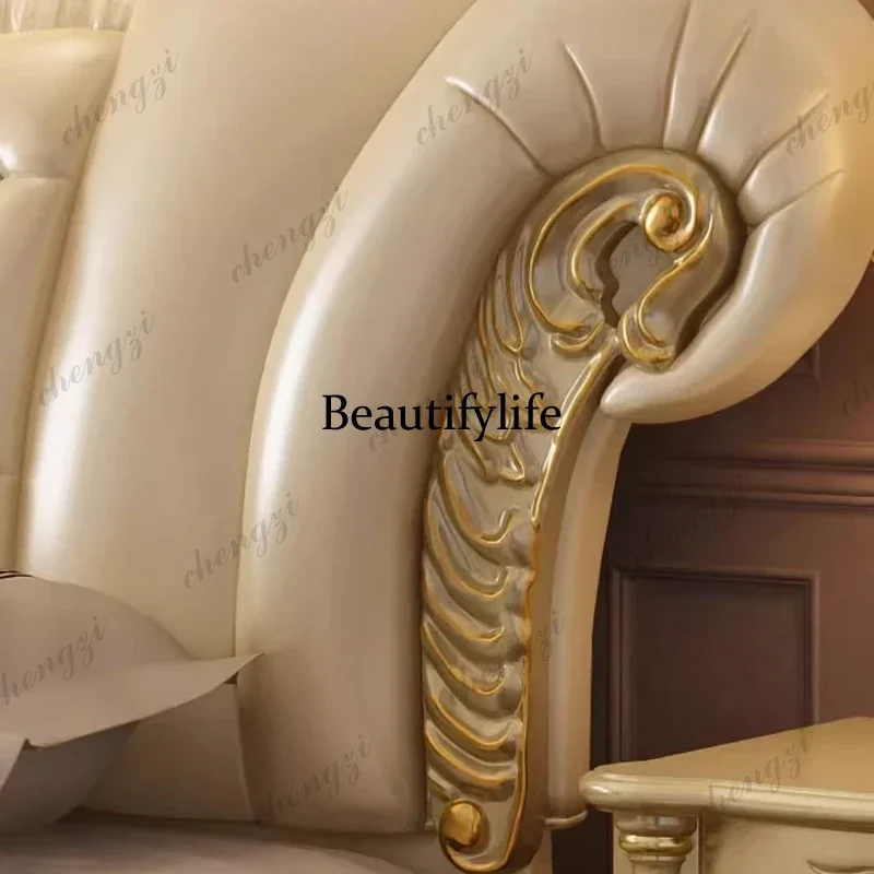 PPP Quality Luxury European Bed Frame Aesthetics Full Princess Master Bedroom Bed Confortable Fashionable Muebles Home Furniture