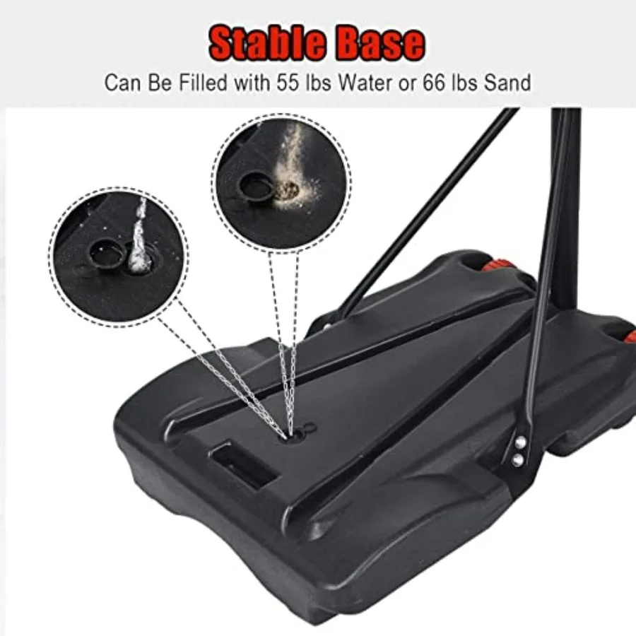 Портативное баскетбольное кольцо Moccha, регулируемая баскетбольная подставка 5,47 фута для молодежи и подростков, для использования в помещении и на открытом воздухе с шириной 28 дюймов P