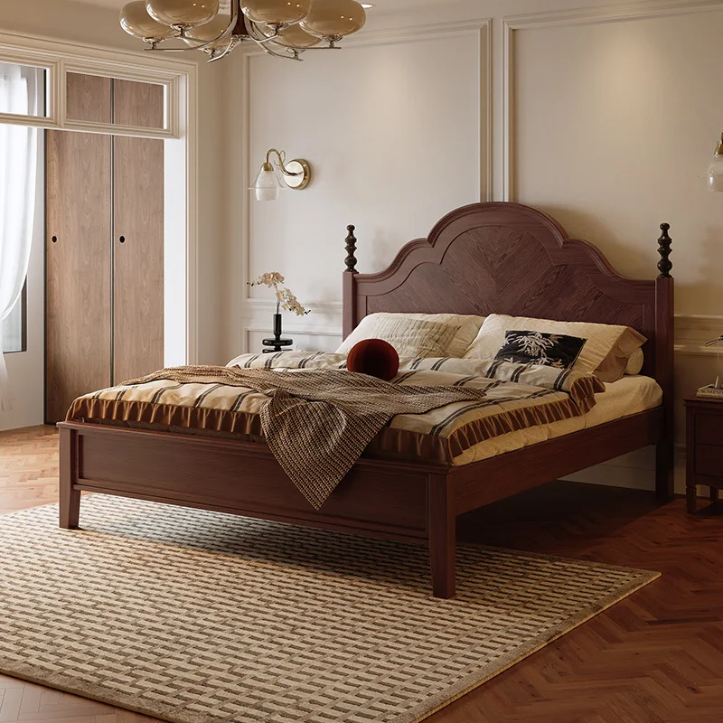 Court bed French retro solid wood antique double master bedroom 1.8 meters large  American wedding