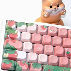 MiFuny Pink Strawberry Theme Keycaps 108/120 Keys PBT Cherry/QX3 Profile Keycap for Gaming Mechanical Keyboard Accessories Gift