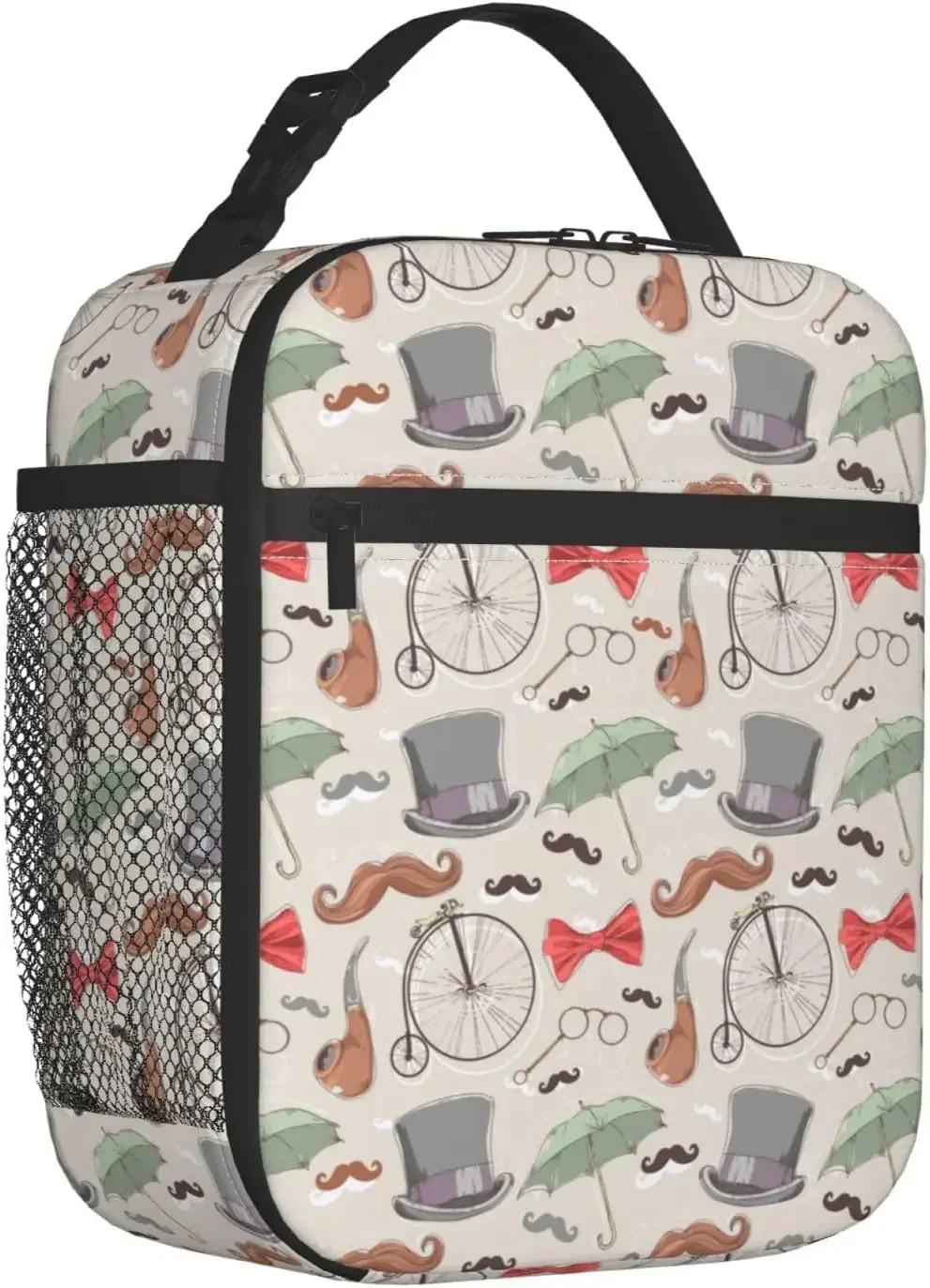 

Red Bow Glasses Insulated Lunch Bag, Lunch Box for Office Travel, Lunch Bag for Men and Women