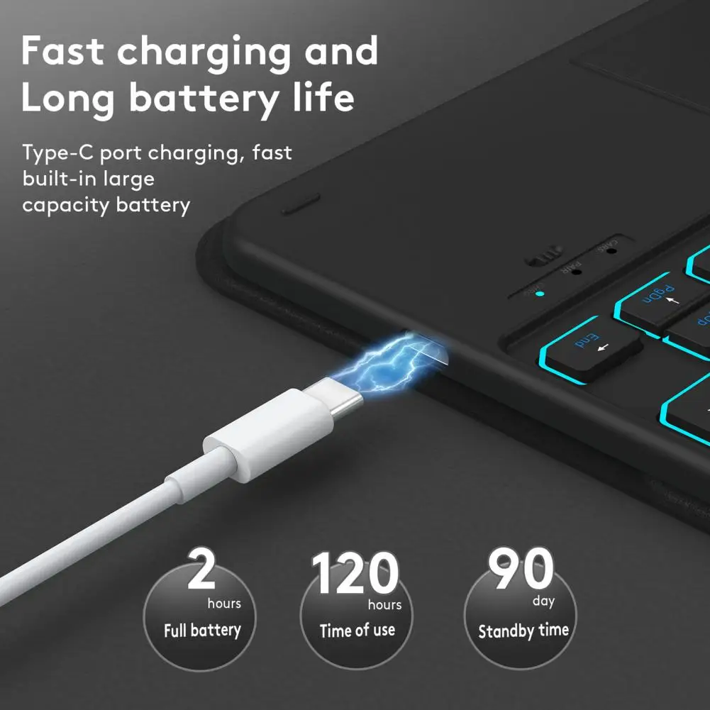 Latency-free Keyboard Large-capacity Battery Keyboard Colorful Backlit Keyboard Cover for Samsung Tab A9 Plus Wireless Bluetooth