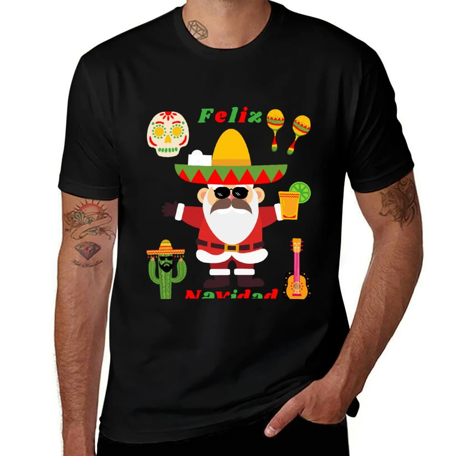 Feliz Navidad T-Shirt Plus Size Solid Color T-Shirt