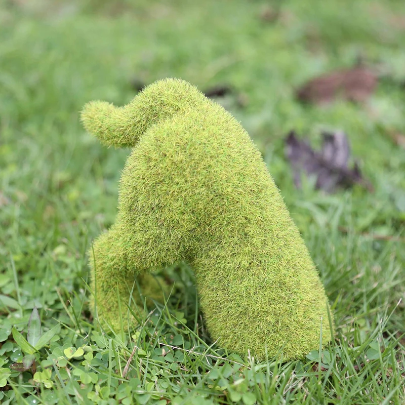 

Indoor Outdoor Home Decor Dog Statue Flocking Dog Simulated Green Puppy Artificial Animal