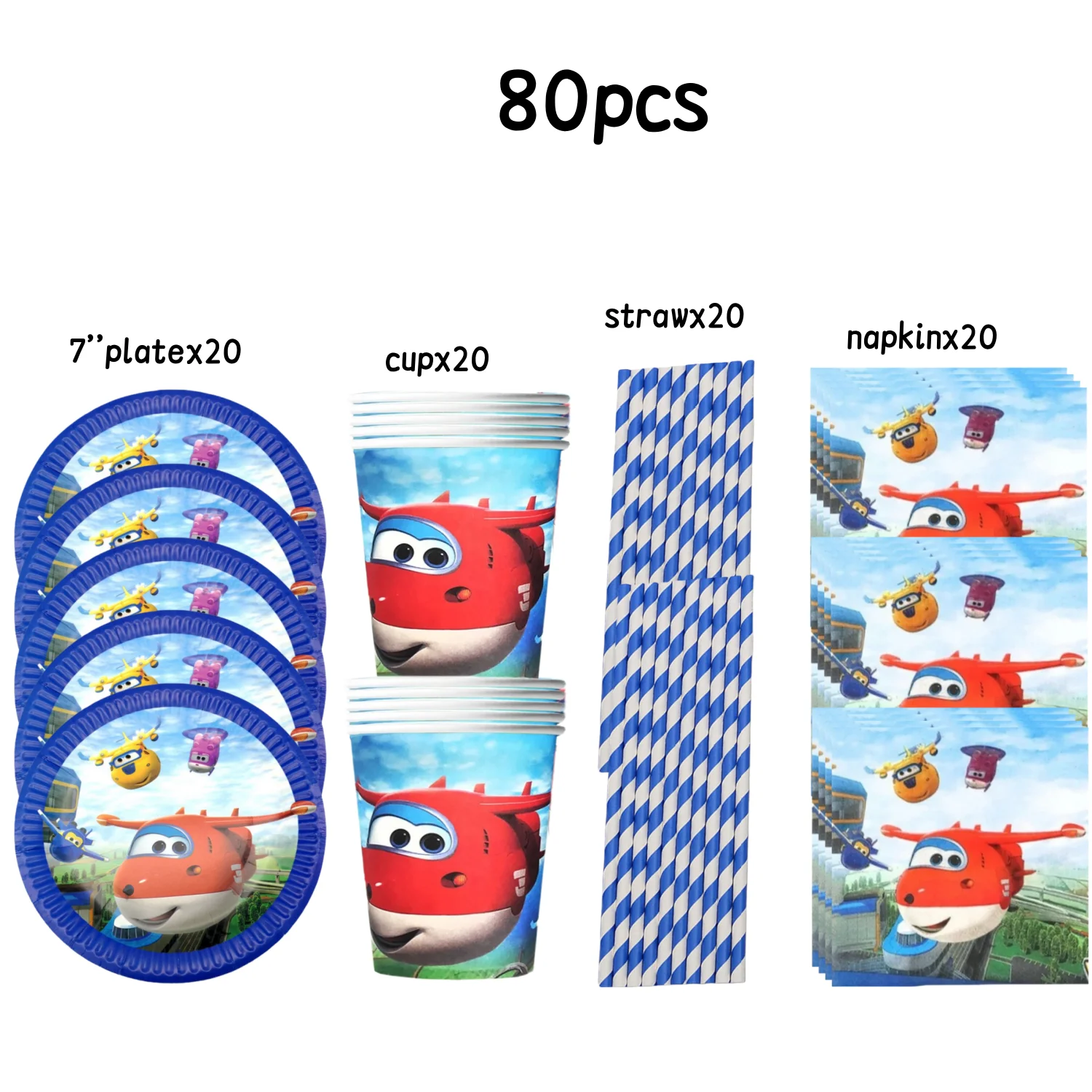 Super Wings Geburtstagsparty-Dekoration, Einweggeschirr, Teller, Tasse, Geschenktüte, Tischdecke, Babyparty, Kinderparty, Gastgeschenke