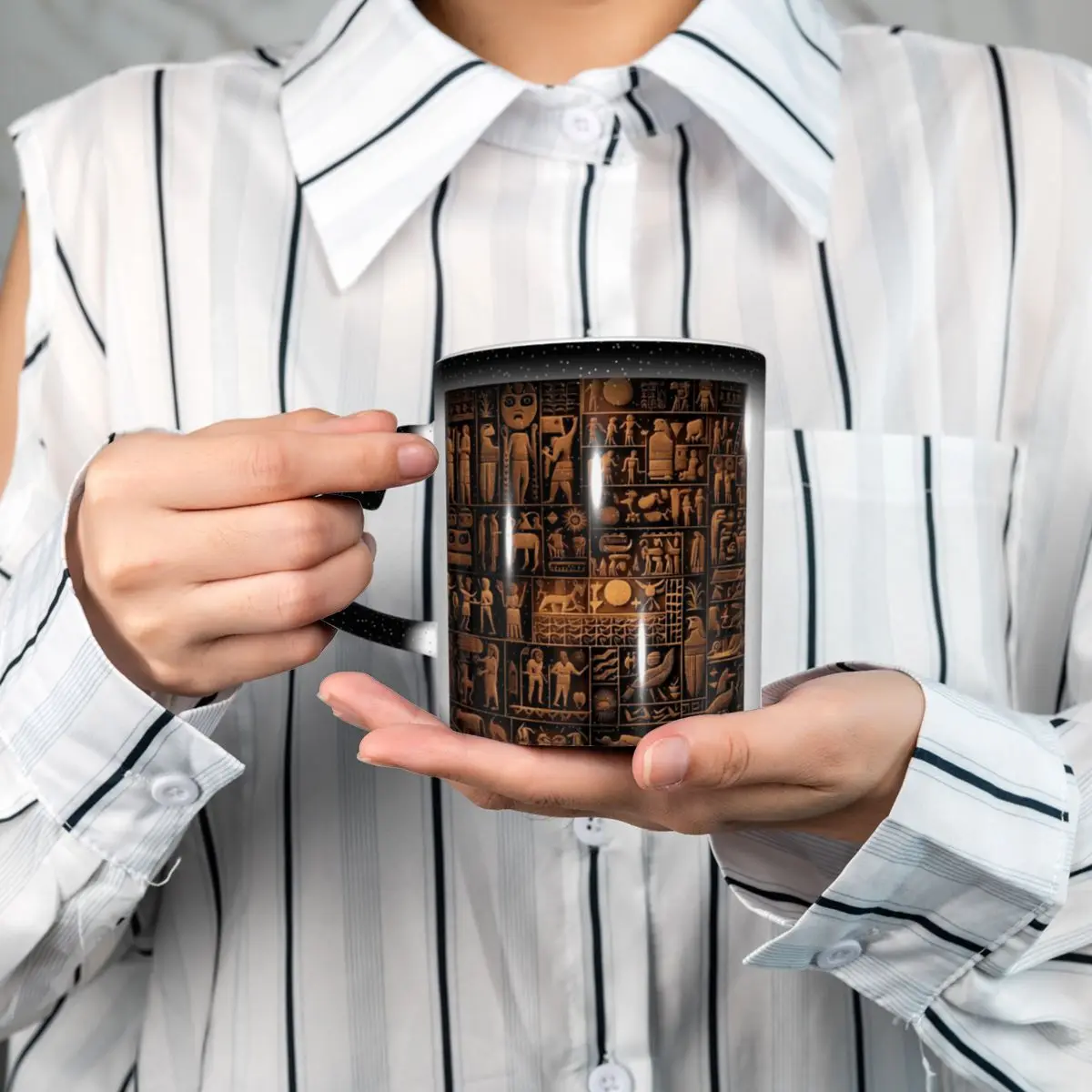 Ancient Sumerian Pictographs Of Olden Rituals And People Mug Ceramic Coffee Cups Tea Mugs Milk Cup Drinkware Gift for Woman Man