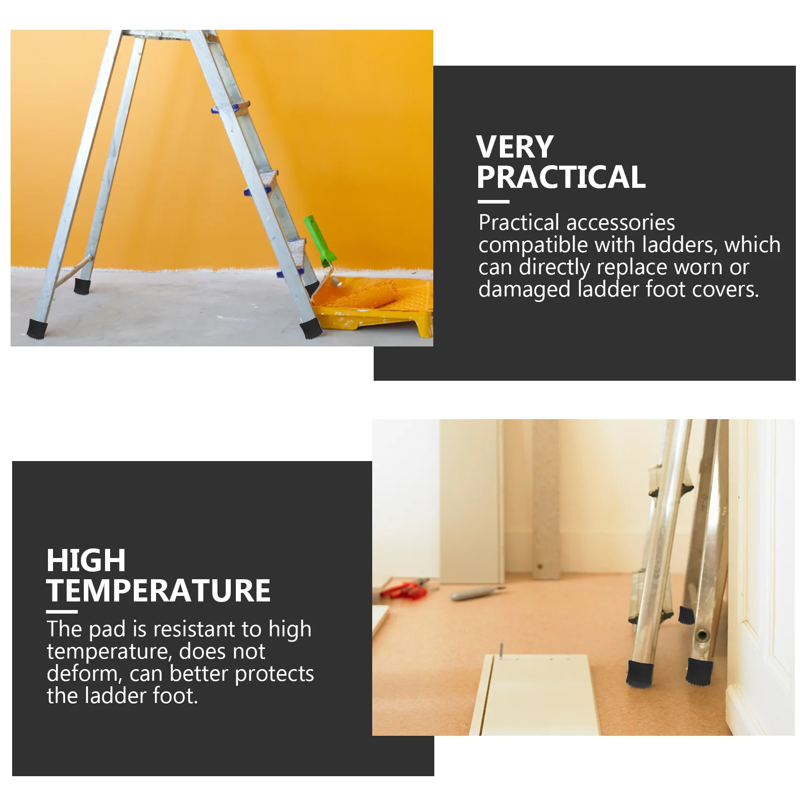 4 Pcs Ladder Feet Home Accessories Rest Mat Covers Step Pads Square Safe Rubber Butt Non-slip Accessory