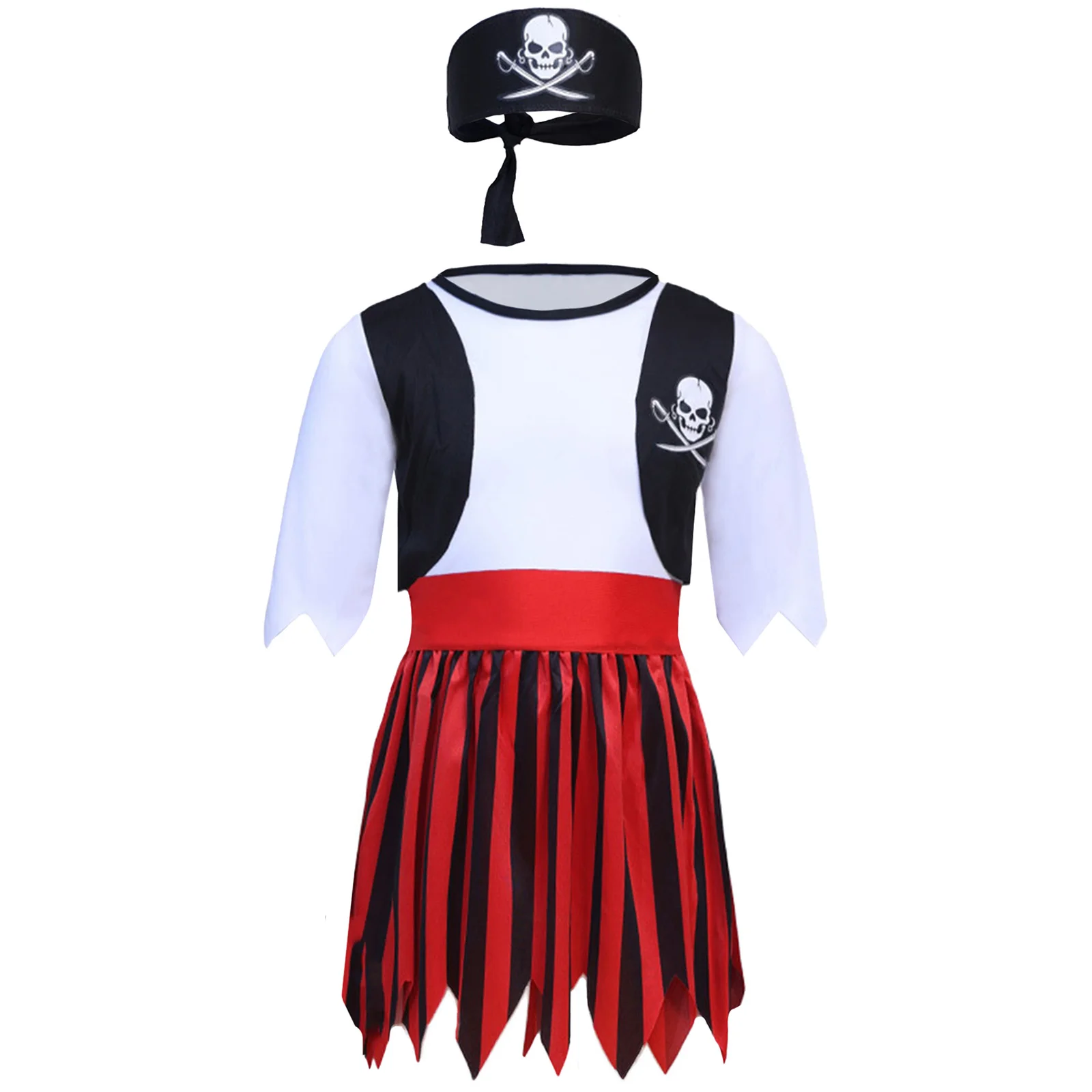 

Хэллоуин пиратский косплей нарядные платья с принтом черепа и рюшами подол пиратское платье с головным убором и поясом на талии