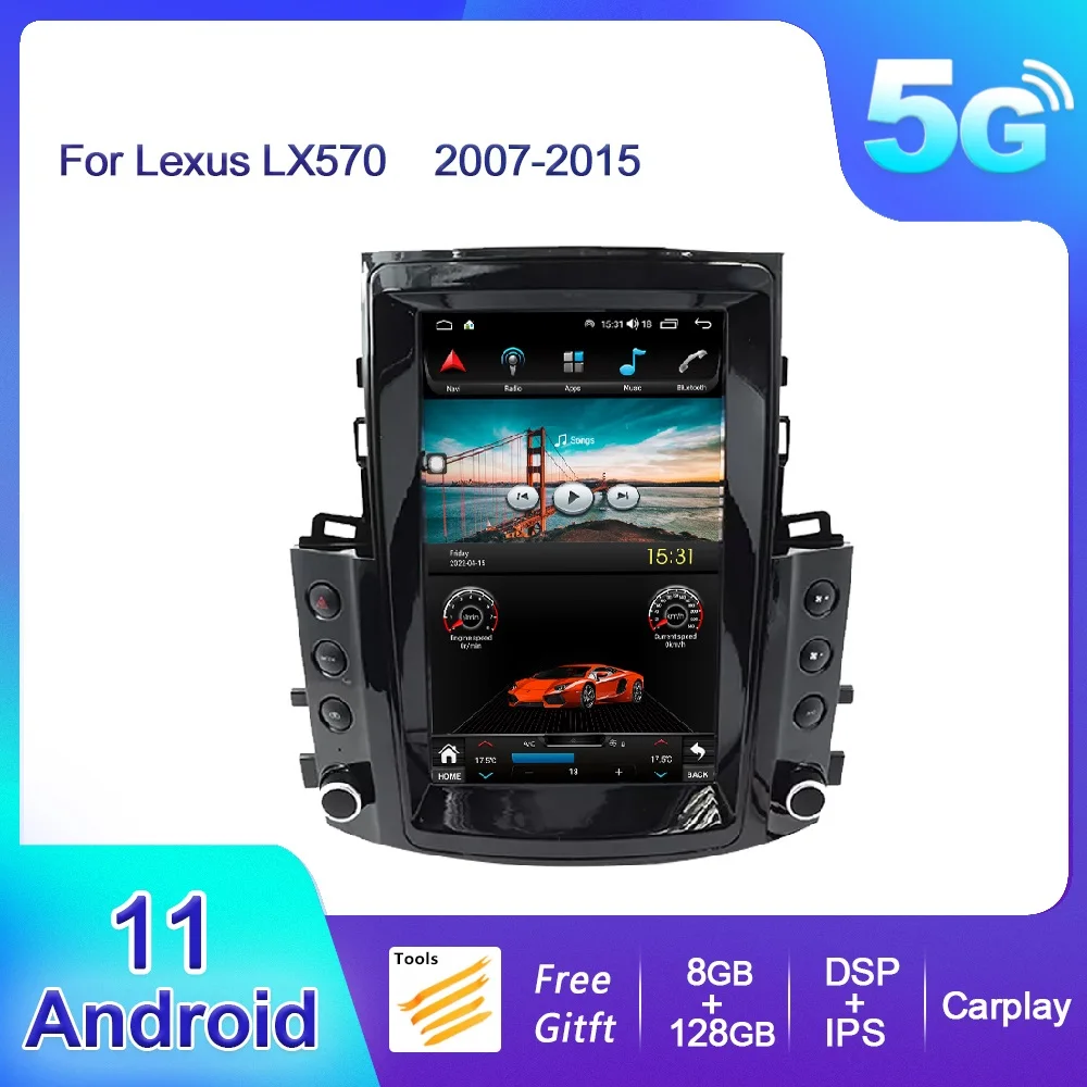 8G+128GB Android13.0 Radio For Lexus LX570 2007-2013 DSP 4G Auto Carplay GPS Navigation Car Multimedia Player Headunit