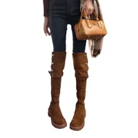Over The Knee Cowboy Boots Women  Designer Winter Platform Shoes Fashion Fur Suede Wedges Thigh High Boots Motorcycle Shoes 2024 - Image 6