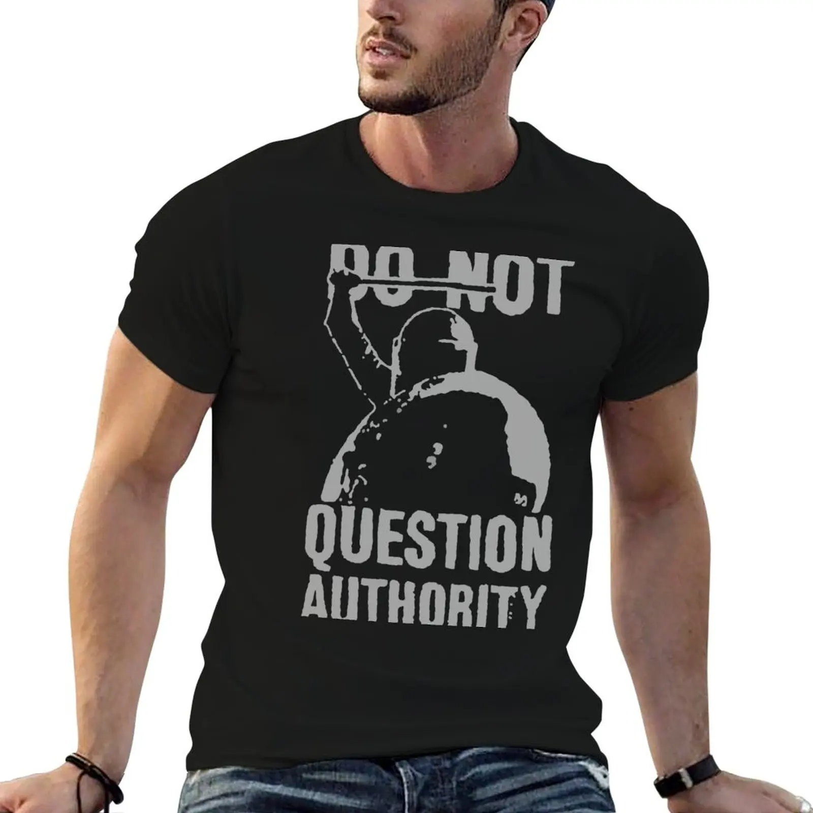 

BU Do Not Question Authority T-Shirt cotton t shirts man 100% t shirts for man cotton funny t shirts man T-Shirt
