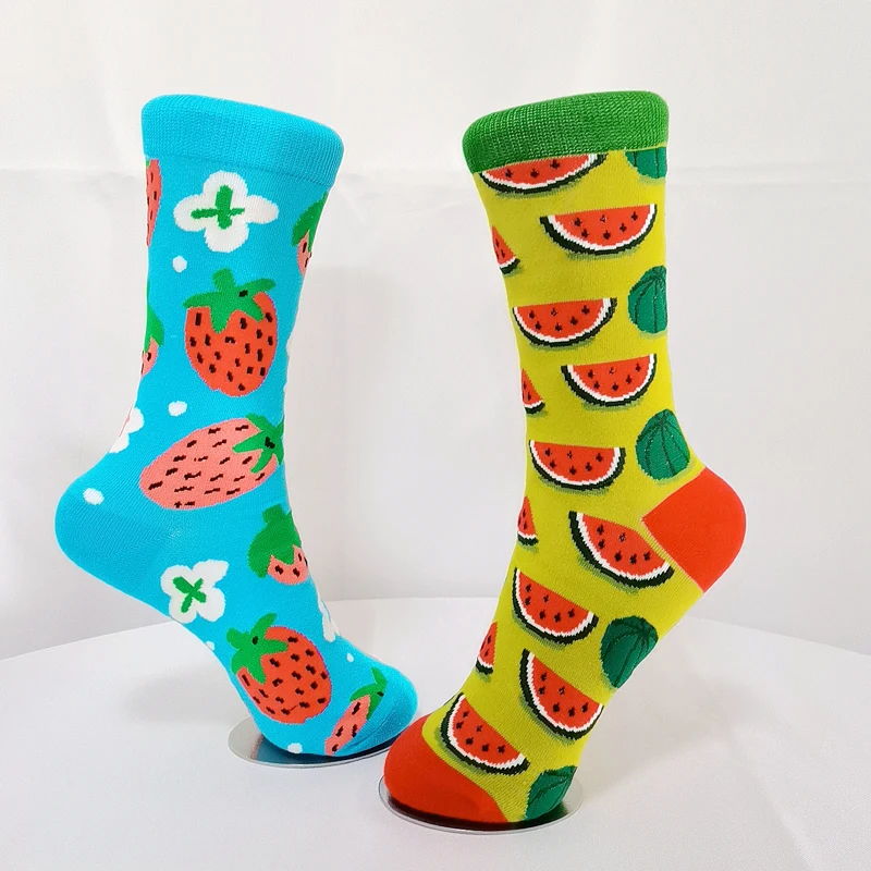 Fun Happy Colorful Socks Women Spring Fashion Cute Cartoon Sloth Giraffe Flamingo Bear Rainbow Mushroom Pattern Girl Stockings