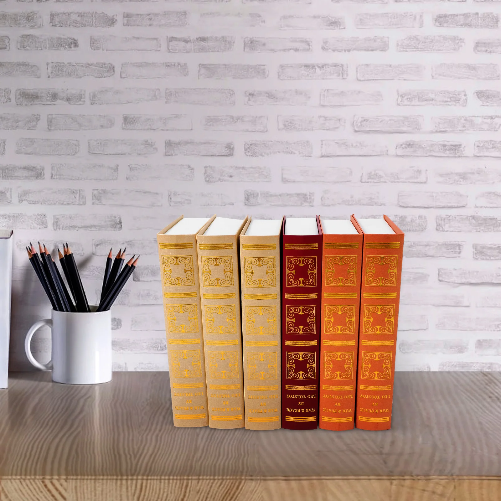 

6pcs Faux Book Decor Simulation Book Ornament for Home Office Bedroom Living Room Table Top Decoration Desktop Adorn