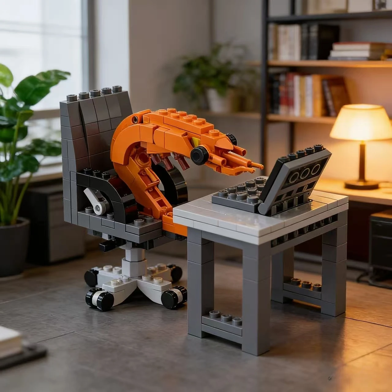 

2026Building block shrimp model figurines, puzzle assembly, boys and girls randomly mixing, Internet celebrity creative parodies