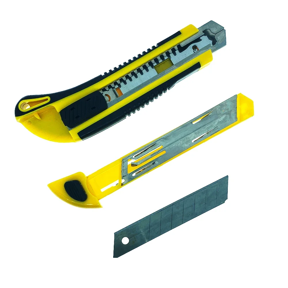 Imagem -06 - Cortador de Caixa Resistente Retrátil Faca Utilitária Lâminas de Pressão de Plástico Rx30837 de 18 mm de Largura Corte Afiado de Aço Carbono com Trava Automática