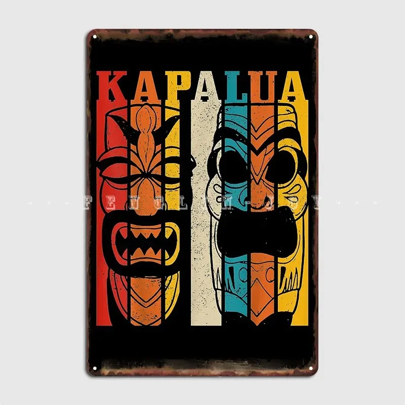 Kapalua Hawaii Vintage Hawaiian Tiki Totem Surf Surfer Gift Metal Sign Pub Mural Design Garage Decoration Tin Sign Posters