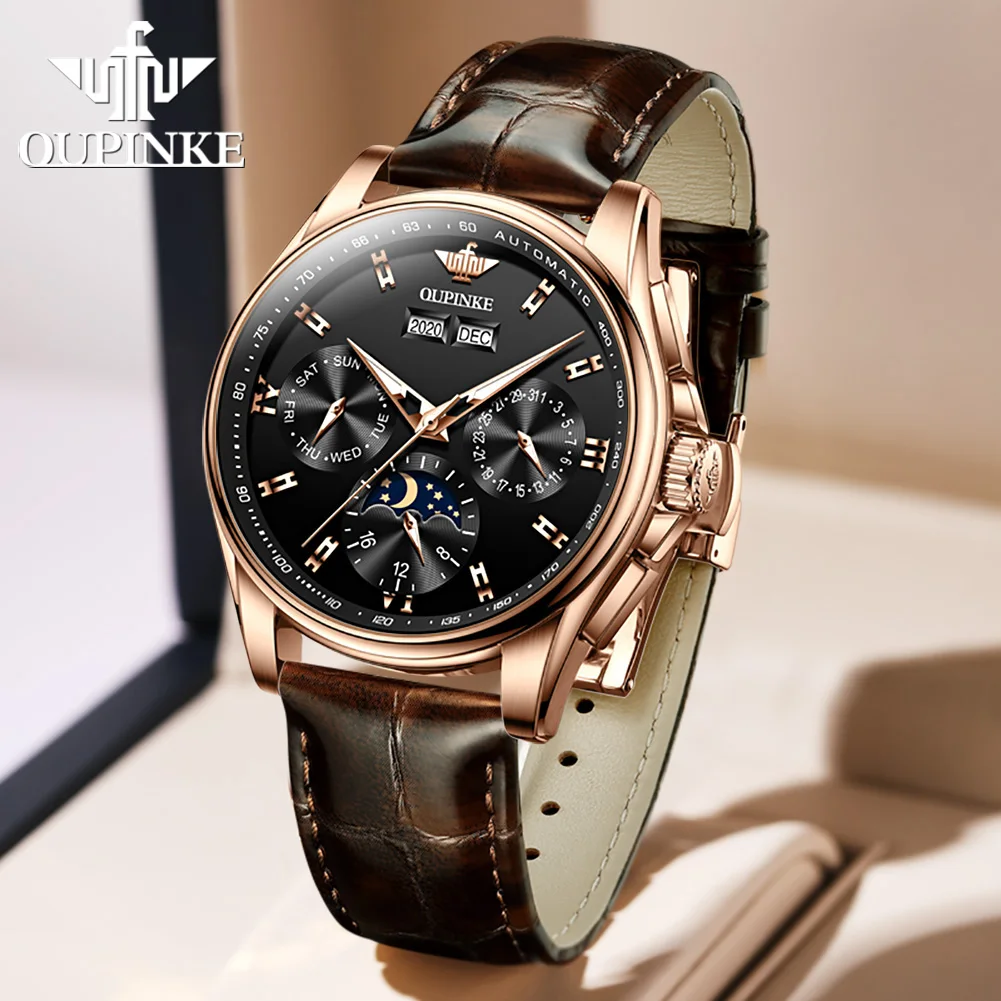

OUPINKE 3189 Mens Watch Boutique Fully Automatic Mechanical Watch﻿ 50M Waterproof Tungsten Steel Watches For Man Original Reloj