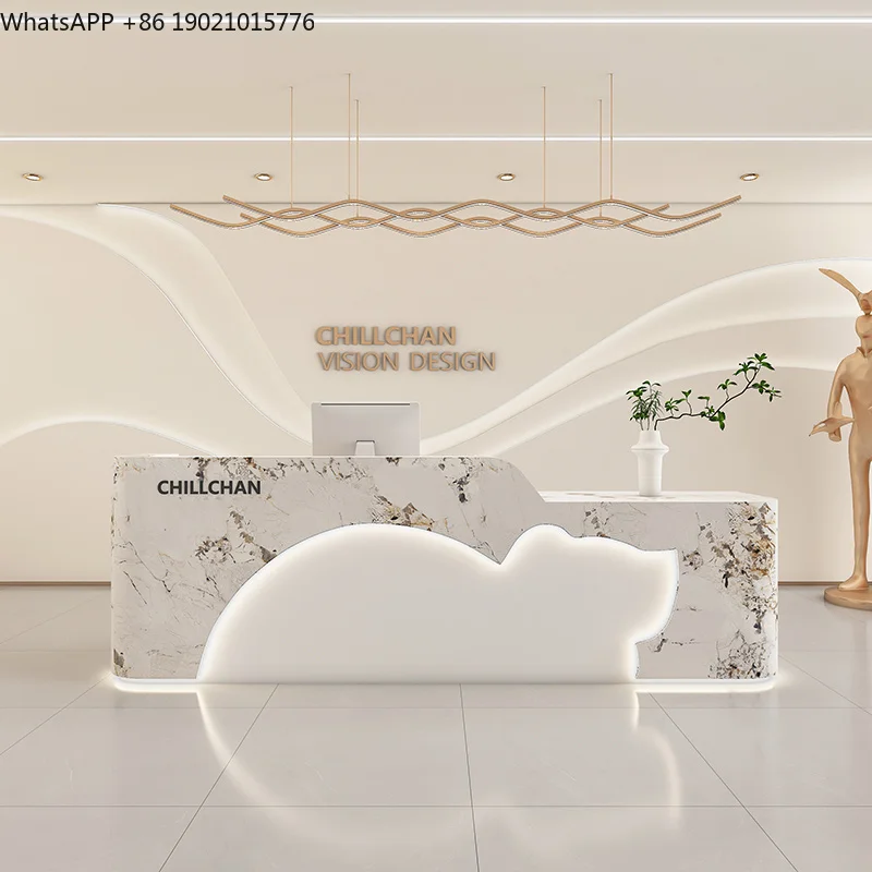 M85 Beautician Design Reception Counter Simple Aesthetic Company Store Reception Desks Beauty Salon Escritorio Commercial