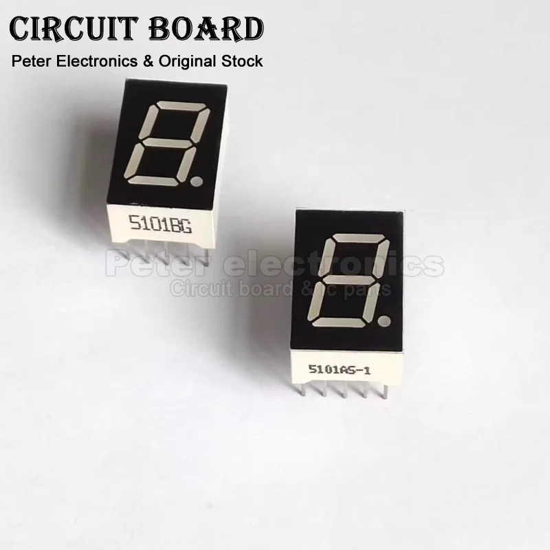 5pcs 0.5inch 1Bit LED Digits Display High-light Red Cathode 5011AS/AH Anode 5101BH/BS Red 8 Figure display Light