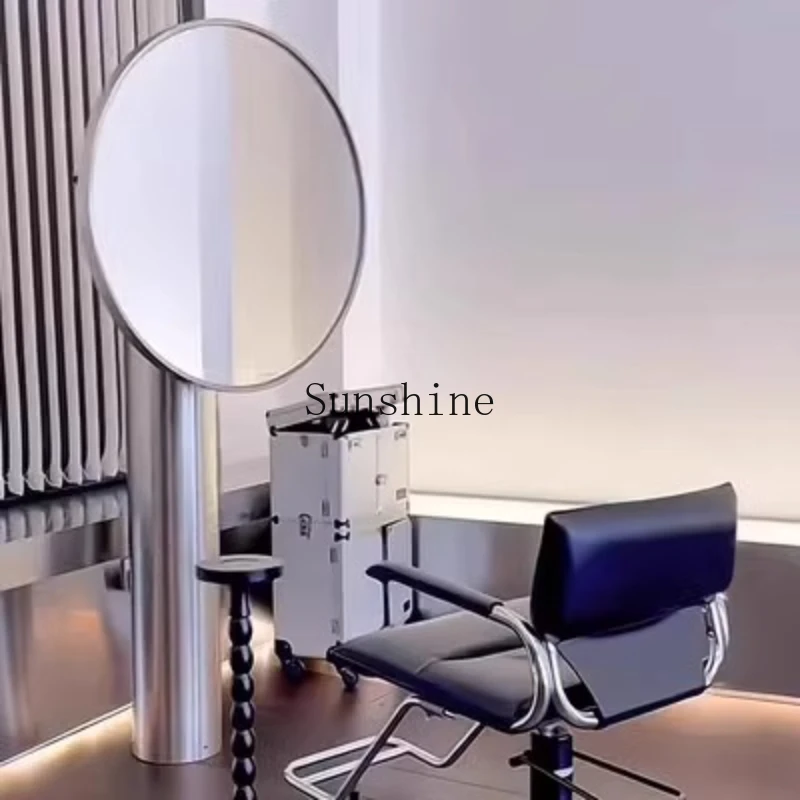 

Special mirror for hair salon Floor-to-ceiling double-sided hair cutting mirror with lamp
