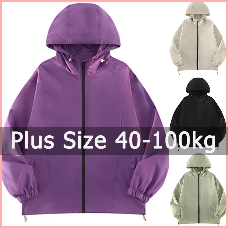 Outdoor Hooded Jacket Coat Plus Size Women Clothing 40-100kg Sport Waterproof Windbreaker Casaco Feminino Roupas Vetement Femme