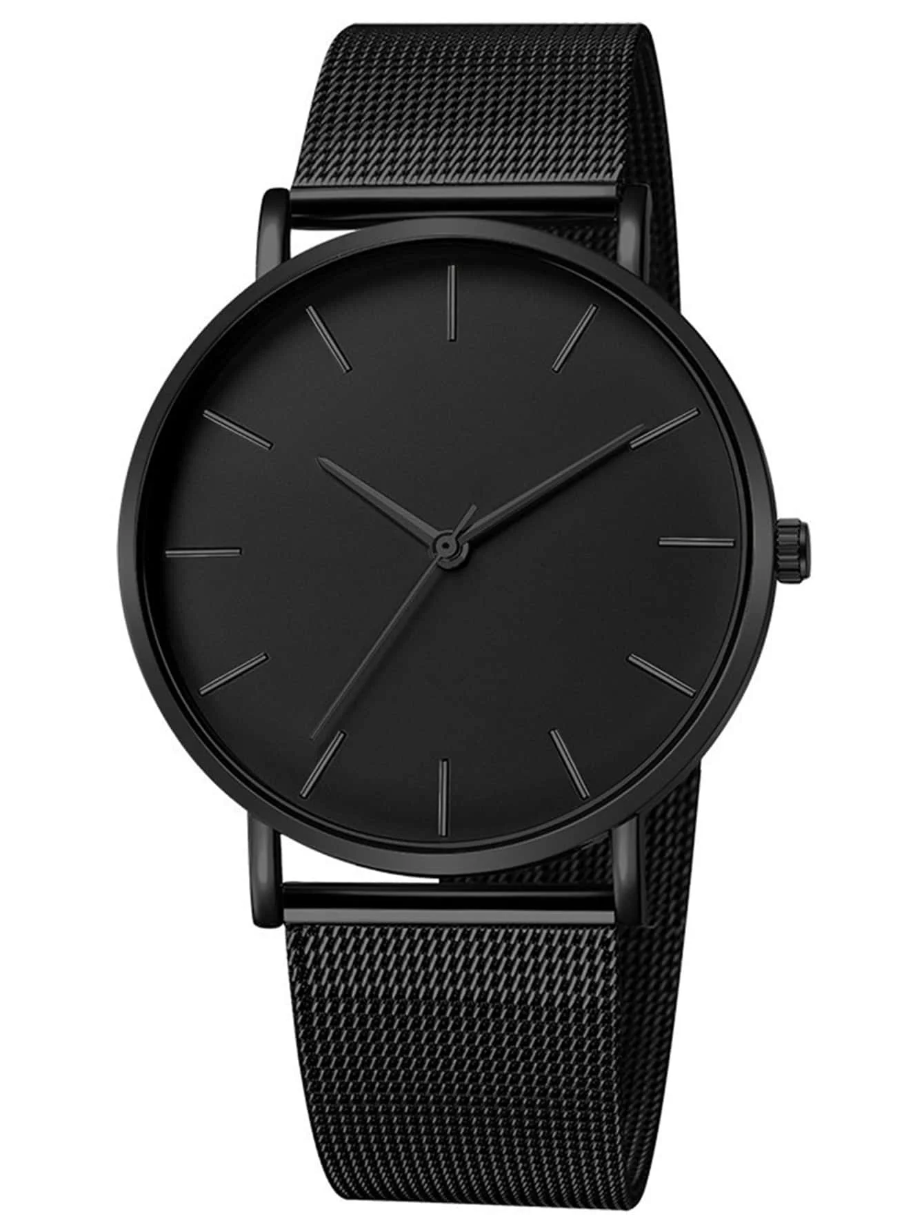 1pc Men's Minimalist Dual-Dial Mesh Strap Quartz Watch, Suitable For Daily Wear, Birthday, Gift For Men, Anniversary, Year-End Promotion, Singles' Day, Halloween Promotion, No Gift Box sj2303030393563174