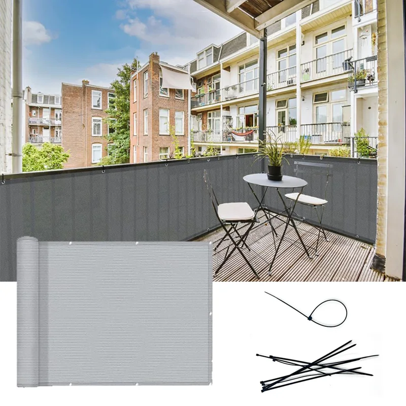 220 г/м2 серый HDPE балконный экран для конфиденциальности, забор для ветрового стекла, тканевая сетка для навеса, защита от ультрафиолета для патио, перил на заднем дворе, крыльца