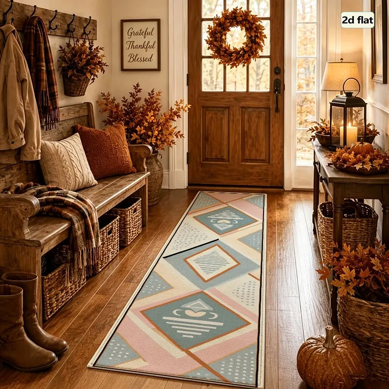1 Piece Geometric Pastel Pattern Rug, Soft Comfortable, All Seasons, lightweight Easy to Care, Home Decor for Living Room, Bedroom, Hallway, Autumn Winter Room Decor