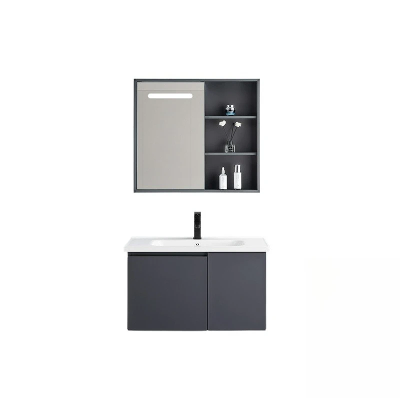 Wall-mounted ceramic bottom basin glass mirror cabinet, wall-mounted bathroom vanity