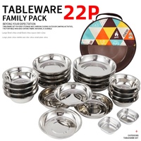 Portable Plate 22-piece Set Outdoor Camping Tableware Go on Road Trip Barbecue Cookware Home Soup Basin Dishes Cooking Supplies