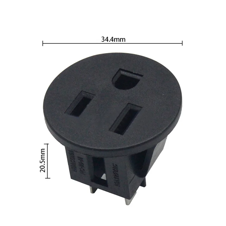 15A cassette American standard plug AC power socket inserted three round three hole case UL socket KC certification UL