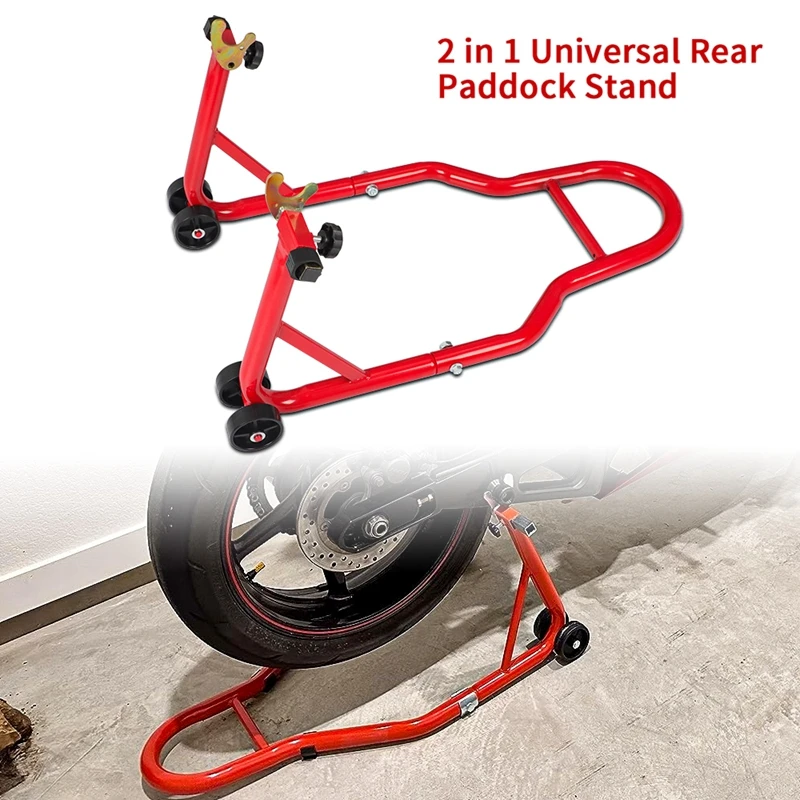 Red Universal Rear Paddock Stand Motorcycle U-Shape L-Shape Bracket Hook Holder Chain Lube Support Frame Tire Repairing Tool