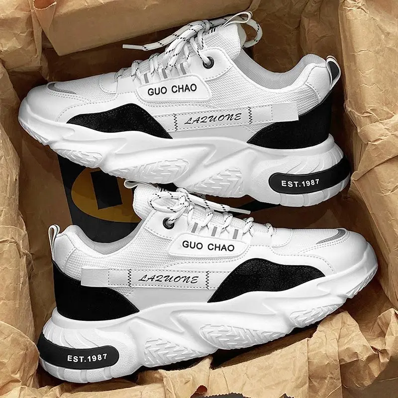 أحذية رجالية صيفية شبكية قابلة للتنفس للرياضة والترفيه بنعل سميك لزيادة الطول، أحذية مريحة سهلة الارتداء للخارج #2